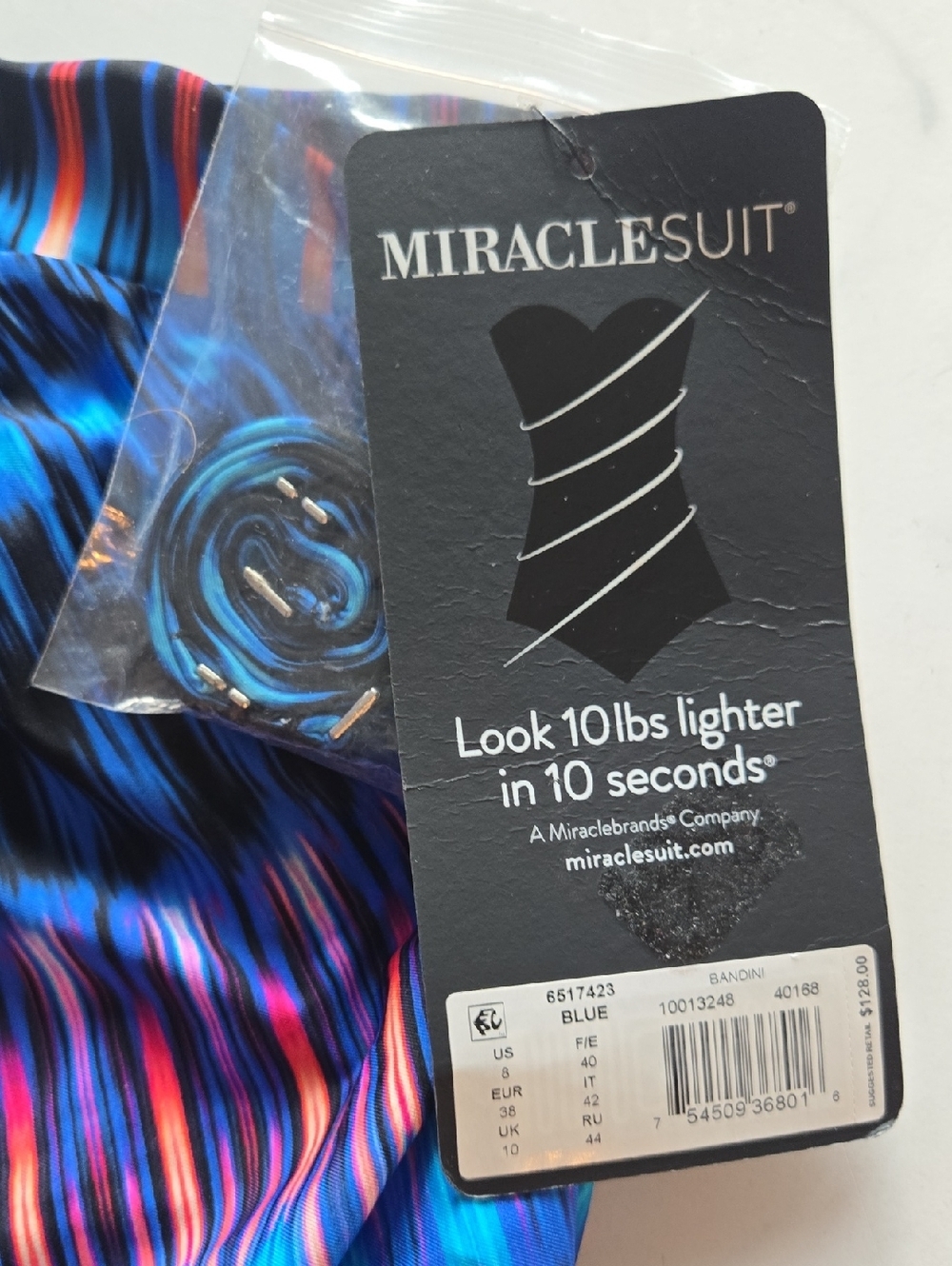 Miraclesuit Swimsuit Tankini Marrakech Underwire Bandini Strapless Blue SZ 8 NWT - Picture 7 of 10